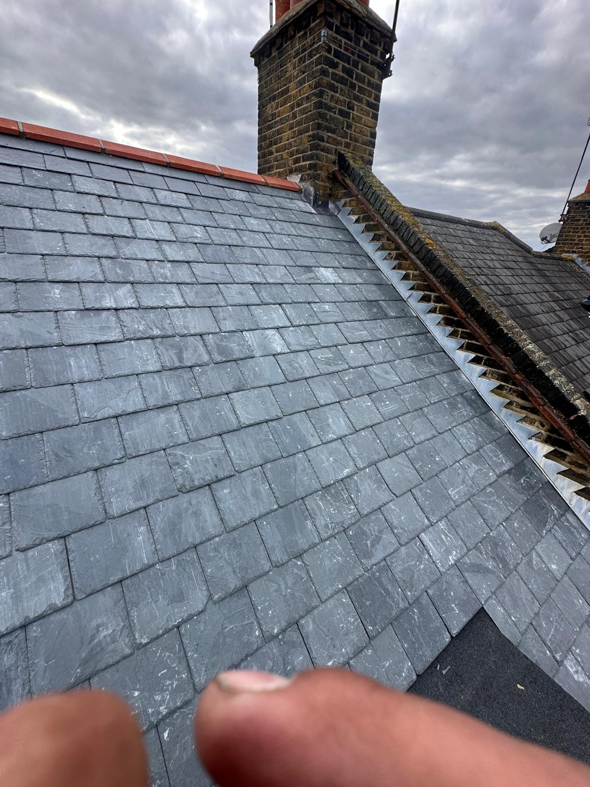 Fresh ridge and hip tiles installed