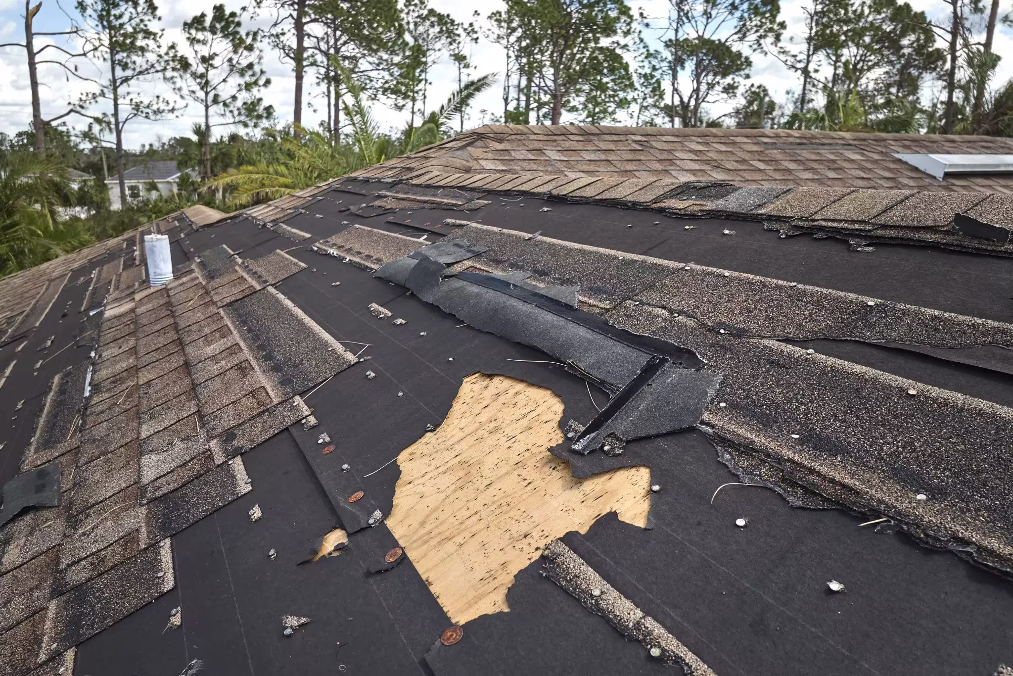 Storm damage emergency roof repair
